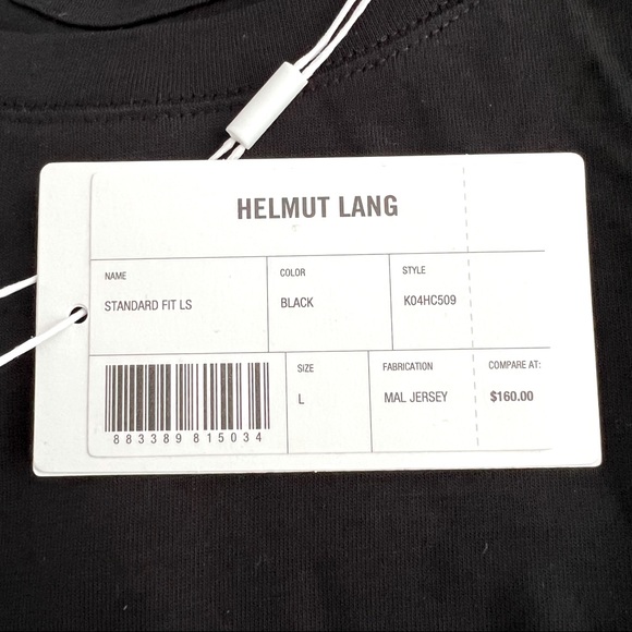 NWT - Helmut Lang Finest Standard Long Sleeve Tee in Black - Size XL - Picture 3 of 4